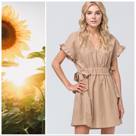 Cecilia Safari Taupe Gathered Waist Dress - Picture 4 of 6